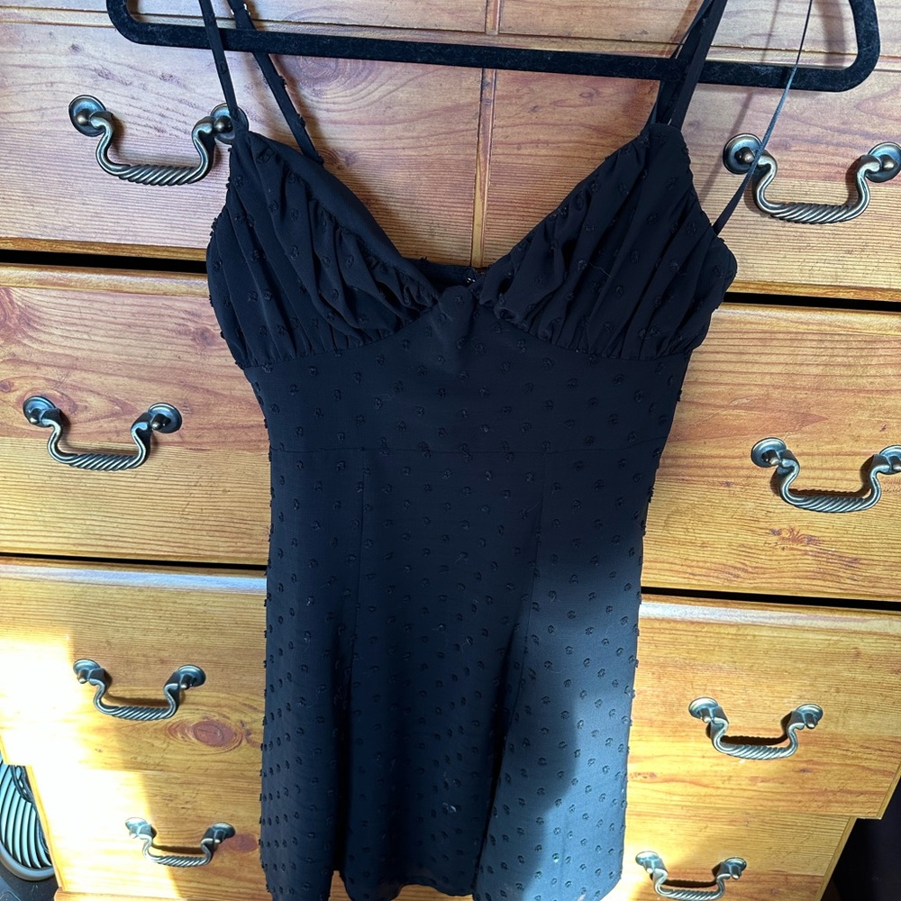 Lulus Black, black dotted dress.